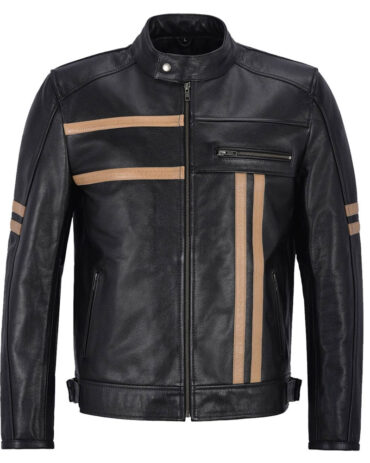 Black Biker Modern Leather Jacket Mens Motorcycle Collection Free Shipping