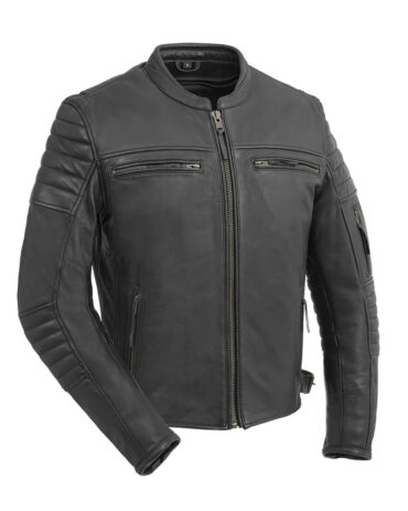 Black Commuter Men’s Motorcycle Leather Jacket Motorcycle Collection Free Shipping