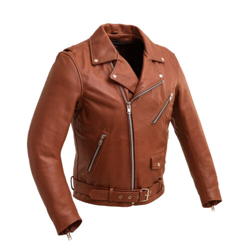 Brown Leather Biker Jacket Motorcycle Collection Free Shipping