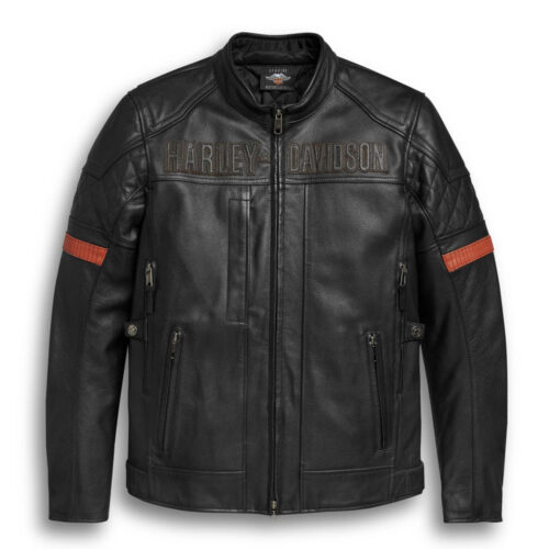 Men’s Vanocker Waterproof H-D Triple Vent System Leather Jacket Motorcycle Collection Free Shipping