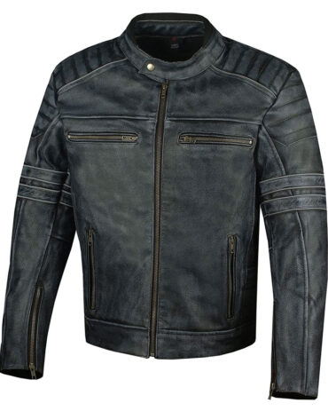 Motorcycle Genuine Leather Black Jacket Men Motorcycle Collection Free Shipping