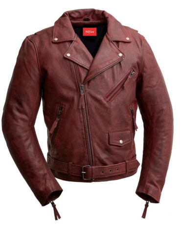Mens-Red-Leather-Motorcycle-Jacket
