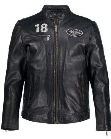 Black-Printing-Leather-Biker-Jacket
