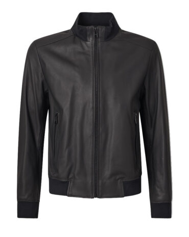 Boss Men Leather Jacket Black Fashion Jackets Free Shipping