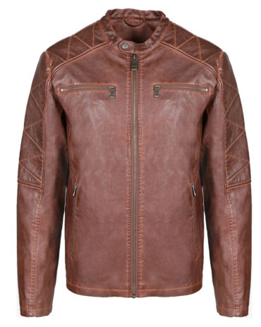 Brown-Mid-Season-Leather-Biker-Jacket