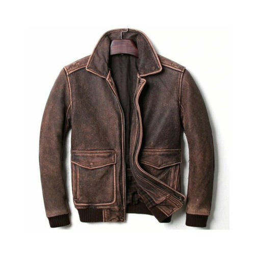 Cafe Racer Vintage Motorcycle Distressed Brown Leather Jacket Fashion Jackets Free Shipping