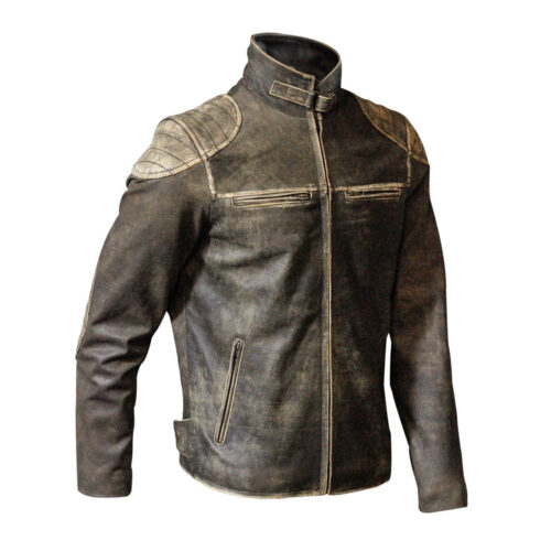 Men Motorcycle Biker Antique Vintage Distressed Leather Jacket Fashion Jackets Free Shipping