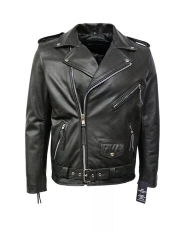 Mens Hide Retro Motorcycle Leather Jacket Fashion Jackets Free Shipping