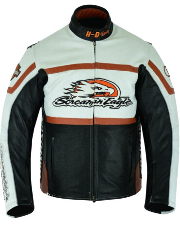 Harley Davidson Men’s Raceway Screaming Eagle Motorcycle Leather Jacket Free Shipping