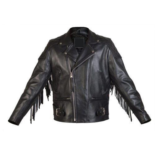Men’s Real Leather Motorcycle Fashion Jacket with Fringes Fringe Jacket Free Shipping