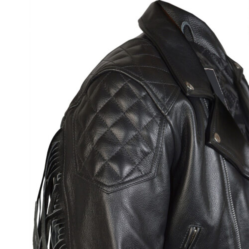 Men’s Real Leather Motorcycle Fashion Jacket with Fringes Fringe Jacket Free Shipping