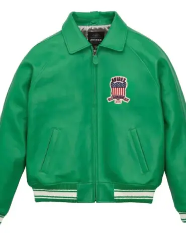 Avirex Classic Green Bomber Leather Jacket Fashion Jackets Free Shipping