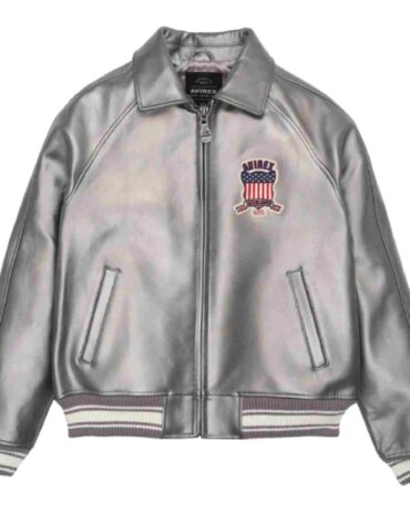 Trendy Metallic Silver Fashion Bomber Leather Jacket Fashion Jackets Free Shipping